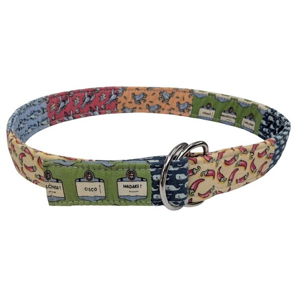 Vineyard Vines Patchwork Belt Boys Multicolor Cotton Fabric D Ring Size S - Picture 3 of 12